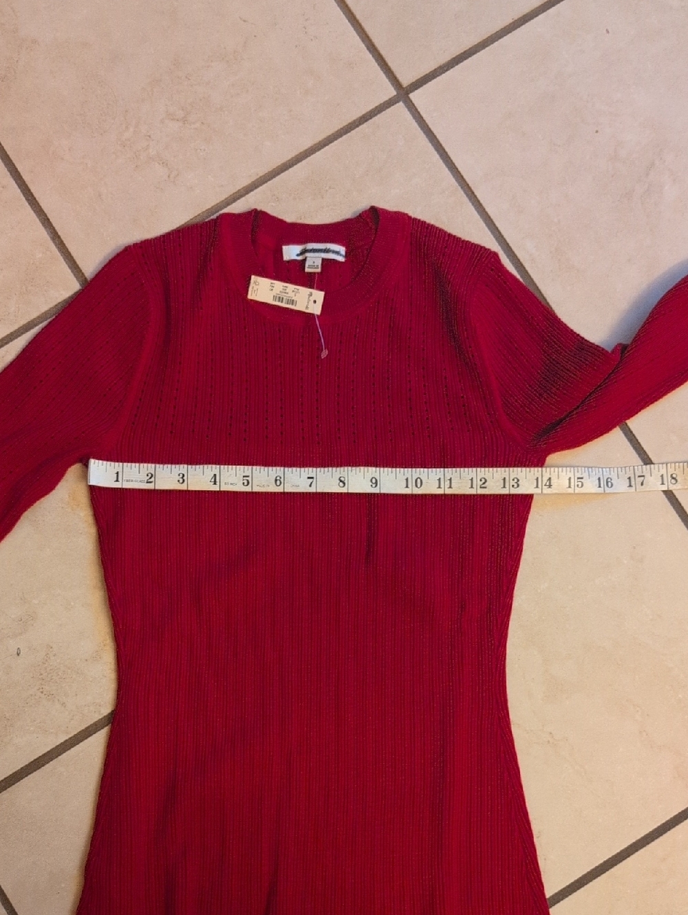 NWT Madewell Talia Rib The Signature Knit Crewneck Midi Dress Crimson Red - Picture 7 of 15
